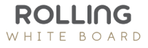 Rolling white board logo with modern font design in gray and beige colors