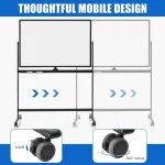 Rolling white board with mobile design featuring lock and 360-degree swivel wheels