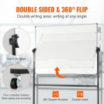 Double-sided rolling white board with adjustable angle and lockable casters