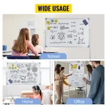 Rolling white board used in school, home, and office settings with various notes and drawings.